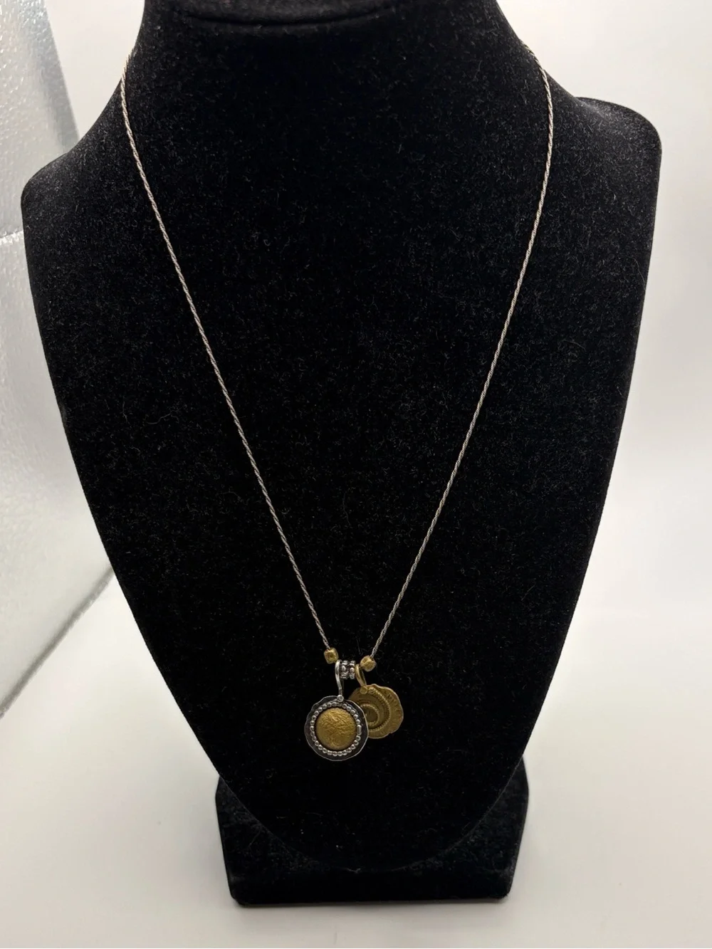 Silpada sterling silver & brass N3338 Dusk til Dawn Disc Pendant Necklace